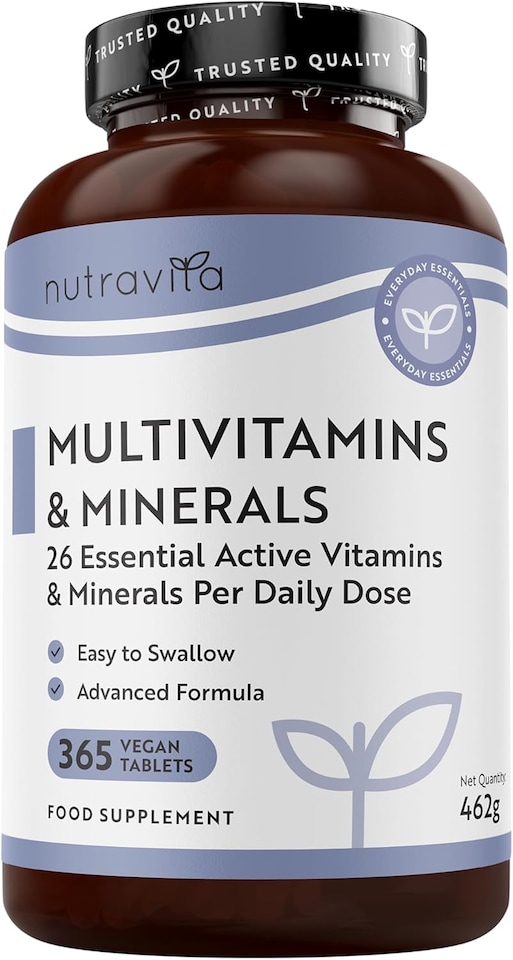 image 1 of Nutravita Multivitamins & Minerals - 26 Essential Active Vitamins & Minerals for Immune System Support - Made in the UK - 365 Vegan Tablets