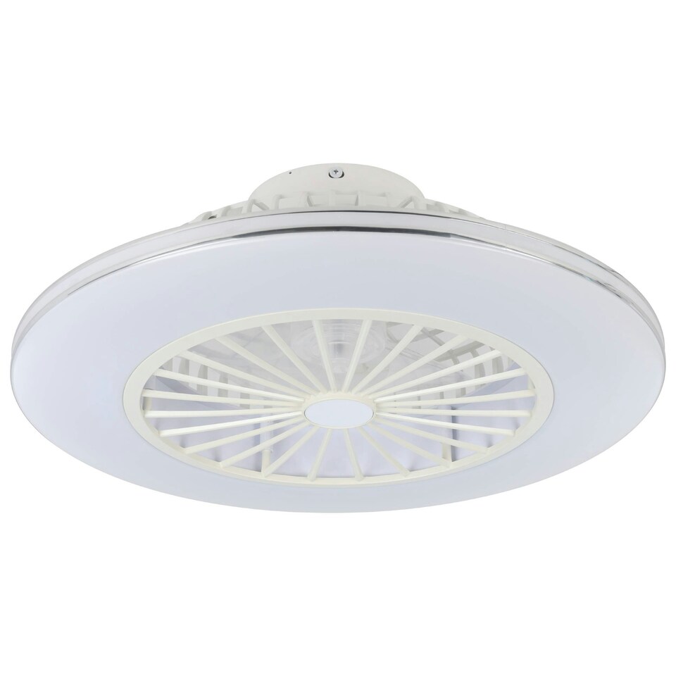 image 1 of EGLO Lovisca White And Silver Ceiling Fan With Light