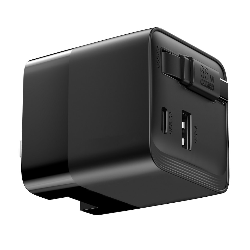 image 1 of Urban Vitamin Mendocino Retractable Connector Cable (UK Plug) | Black | Black | 1