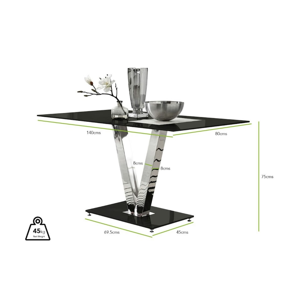 image 1 of Furniturebox Florini Black Glass And Metal V Dining Table
