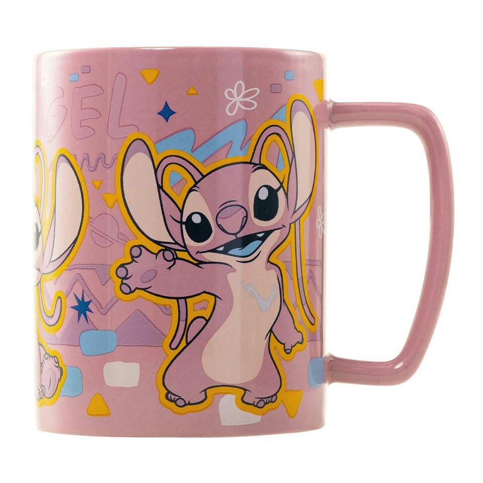 image 1 of Lilo & Stitch Angel Fuzzy Mug - Pink/Yellow/Blue - One Size