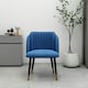 image 2 of Set of 2 Milano Velvet Dining Chairs with Stylish Ribbed Back Design, Black Metal Legs with Silver Tips | Blue | Gold End Tips