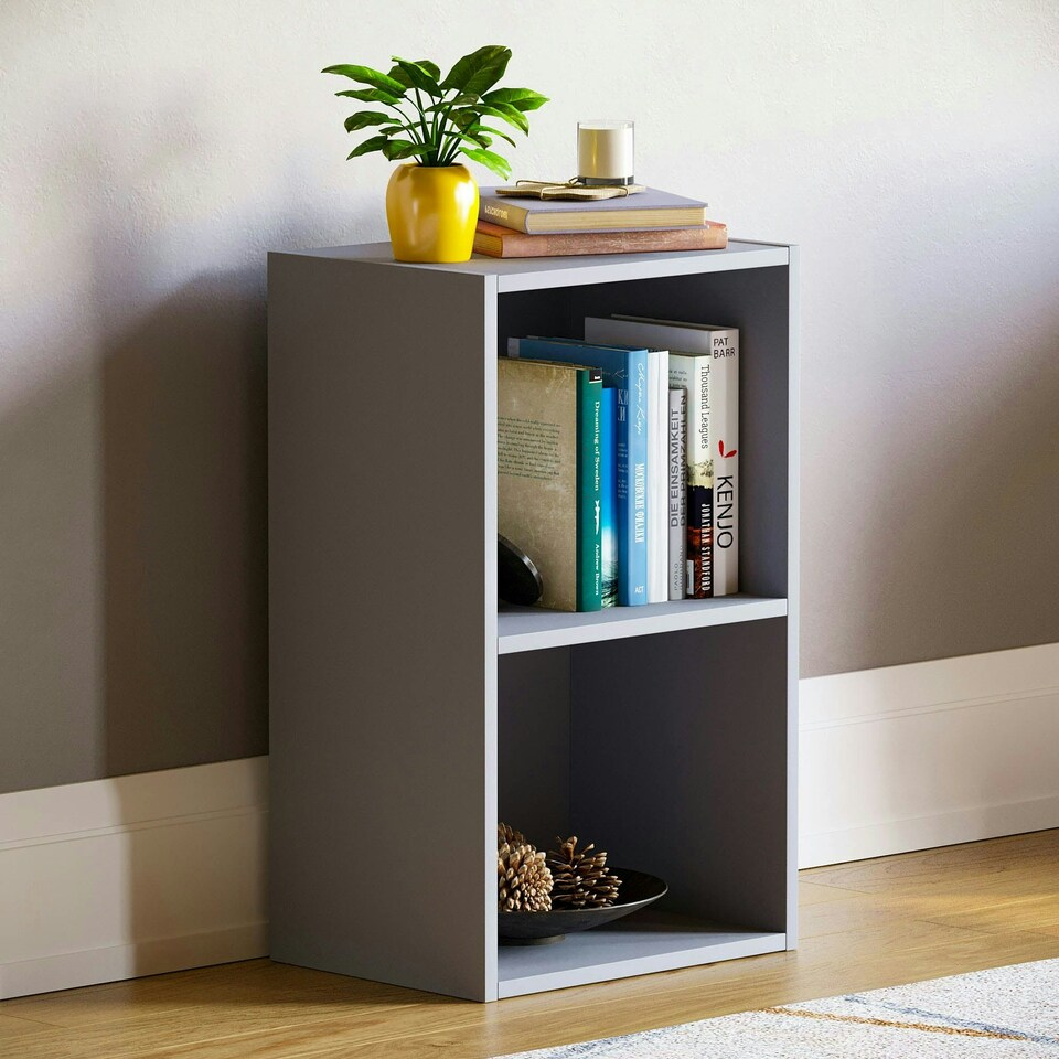 image 1 of Vida Designs Oxford 2 Tier Cube Bookcase Display Storage, Grey