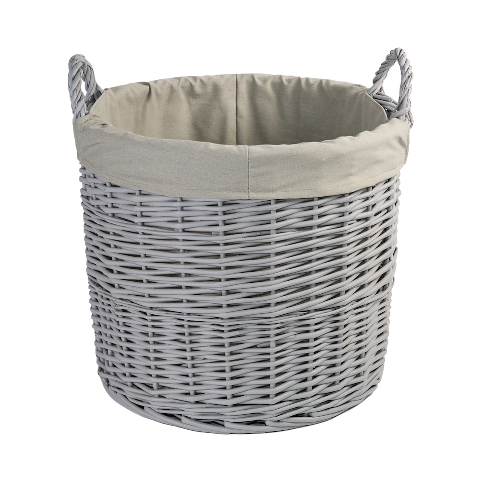 image 1 of Wickerfield Round Wicker Laundry and Storage Basket with Handles and Removable Liner
