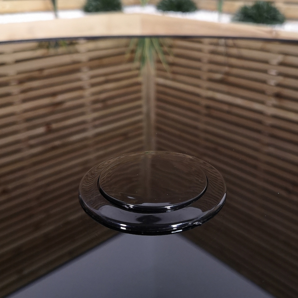 image 1 of 4 Person Round Black Garden Table with Glass Top & Parasol Hole