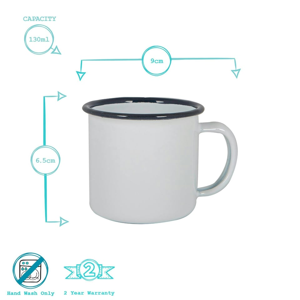 image 1 of Argon Tableware White Enamel Espresso Cups - 130ml - Navy - Pack of 6 Blue