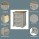 image 2 of Corona 3 Drawer Premium Bedside Table - Solid Pine Nightstand with Metal Hardware | Grey | Grey Wax | One Size | 1