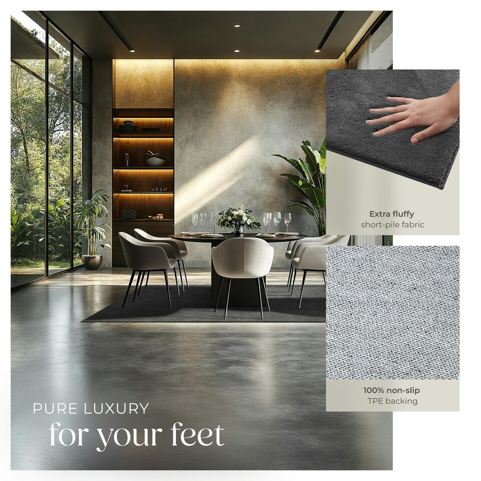 image 1 of Rug Zonelle - short pile and ultra-soft, rectangular or round Grey | Anthracite | 140 x 200 cm