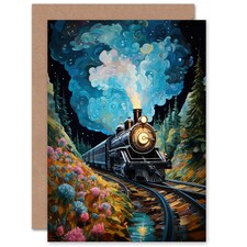 Train Ride Imagination Land Dream Journey Art Card