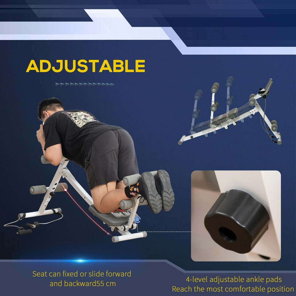 image 1 of HOMCOM Abdominal Trainer Core Workout Exercise Foldable Adjustable Steel Frame
