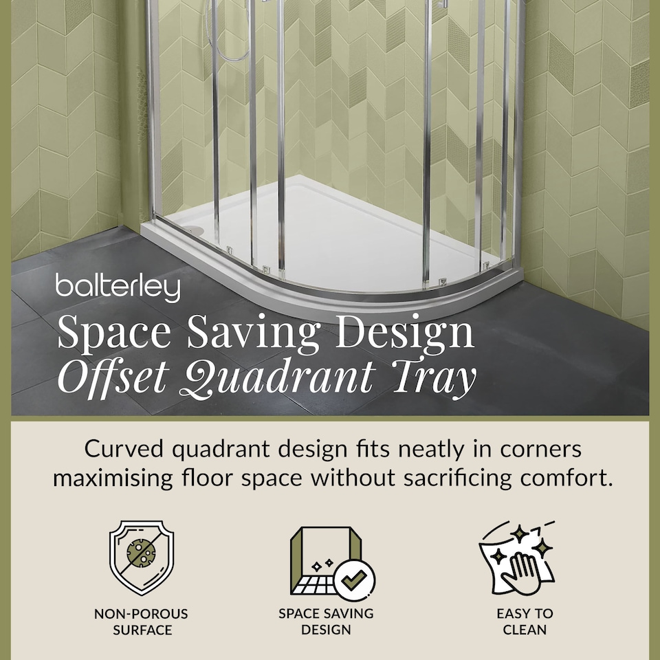 image 1 of Balterley Premium Shower Tray - Right Hand Offset Quadrant | White | White | 1