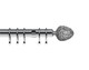 image 1 of 35mm Fixed Length Metal Curtain Pole Set Satin Silver Alexia Finial 100cm | Silver | Silver
