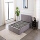 image 3 of Ottoman Storage Bed grey 3ft single and 1 mattress line pattern fabric velvet bedroom furniture