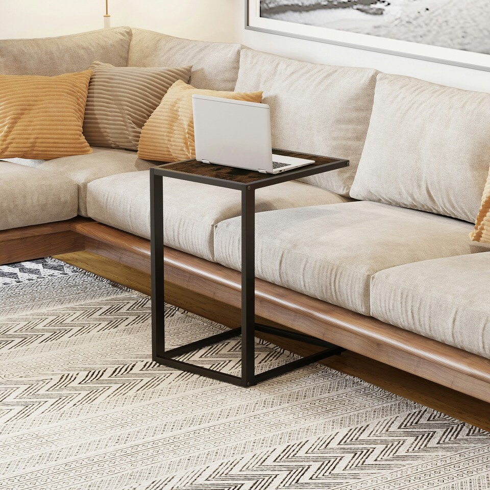 image 1 of HOMCOM C-Shape Side End Table w/ Steel Frame Wide Base for Living Room