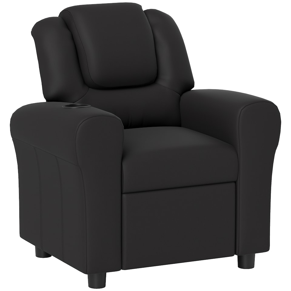image 1 of HOMCOM Kids Recliner Chair with Adjustable Backrest & Footrest | Black | One Size