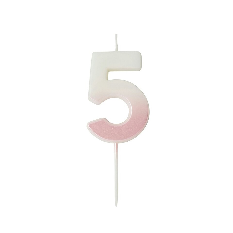 image 1 of Pink Ombre Number '5' Celebration Candle