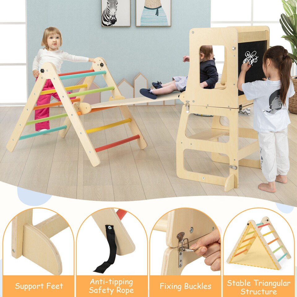 image 1 of COSTWAY 7-in-1 Toddler Climbing Toy Set Kids Folding Climber   Reversible Ramp