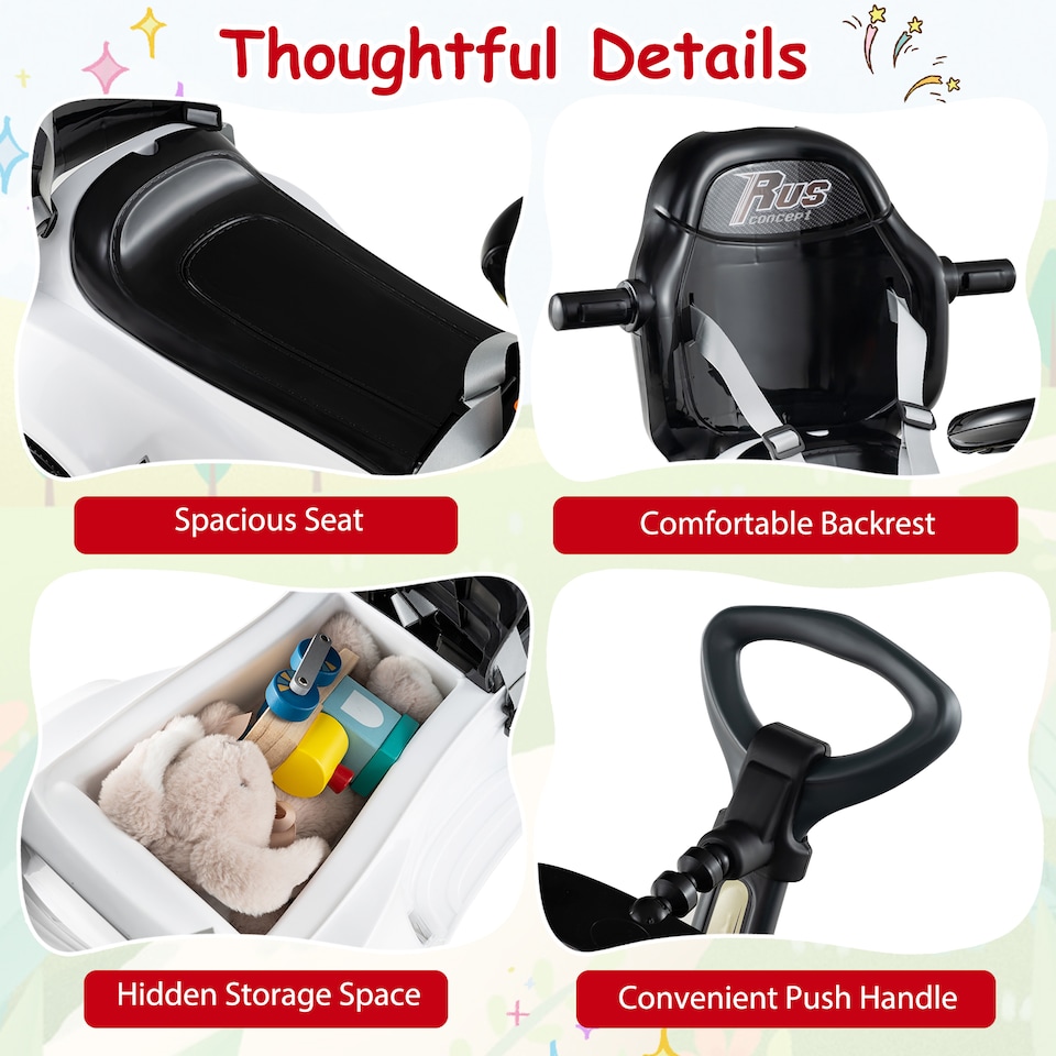 image 1 of COSTWAY 3 in 1 Push Car Toddler Stroller Walking Car White