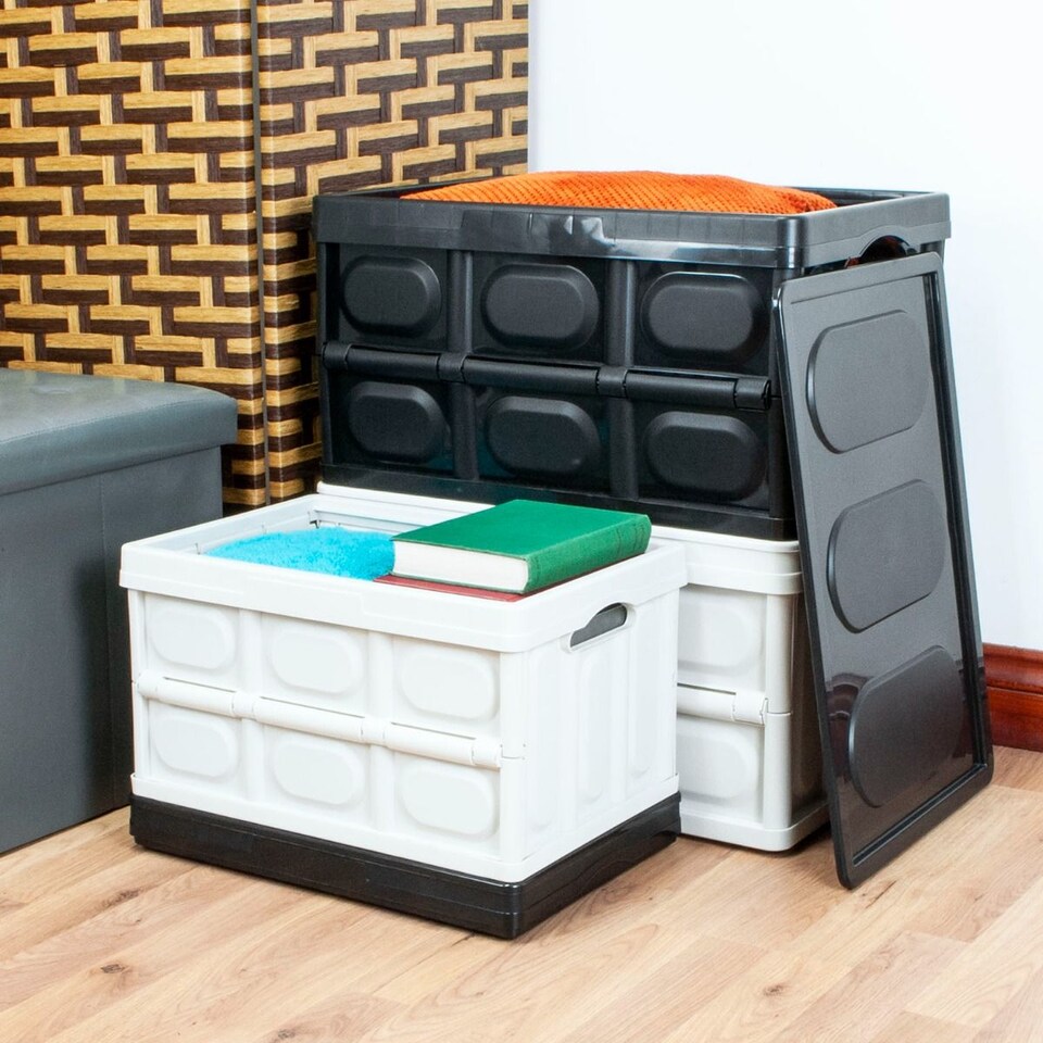 image 1 of TekBox 56L White Folding Storage Box - Set of 2 Boxes