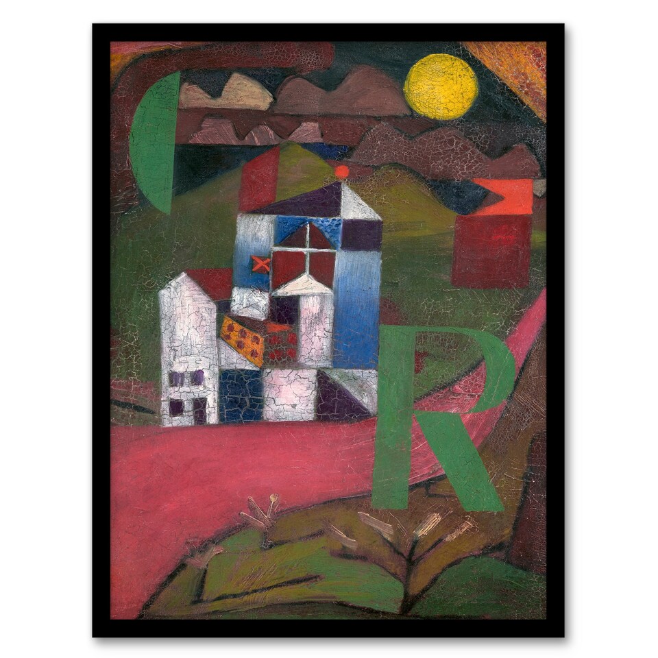 image 1 of Paul Klee Framed Wall Art Print Villa R Cubist Cityscape Painting Home Décor