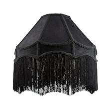 Traditional Victorian Empire 40cm Lamp Shade in Jet Black with Tassels Black