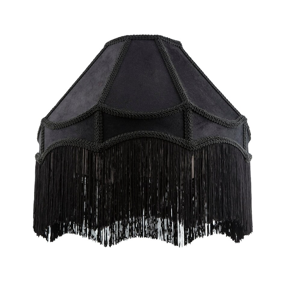 image 1 of Traditional Victorian Empire 40cm Lamp Shade in Jet Black with Tassels Black