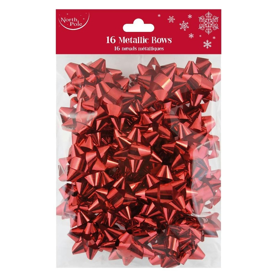 12 x Pack of 16 Red Metallic Christmas Bows