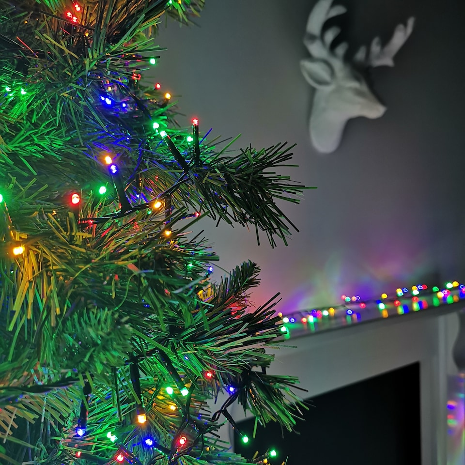 image 1 of 1500 LED 37.5m Indoor Outdoor Christmas Multi Function Mains Operated String Lights with Timer in Multicoloured | Multi | Multi Coloured