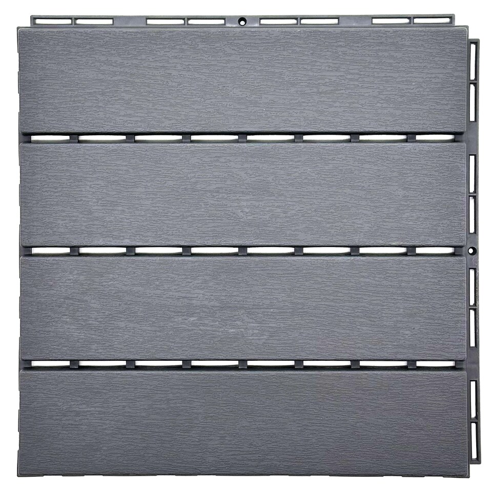 image 1 of Polydeck PVC Interlocking Decking Tiles - Grey | Grey | Pack of 36