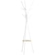 image 1 of HOMCOM Freestanding Metal Coat Rack Stand 9 Hooks Clothes Tree with 1 Shelf Hat Display Hall Tree Hanger Bag Umbrella Hanging Organiser White