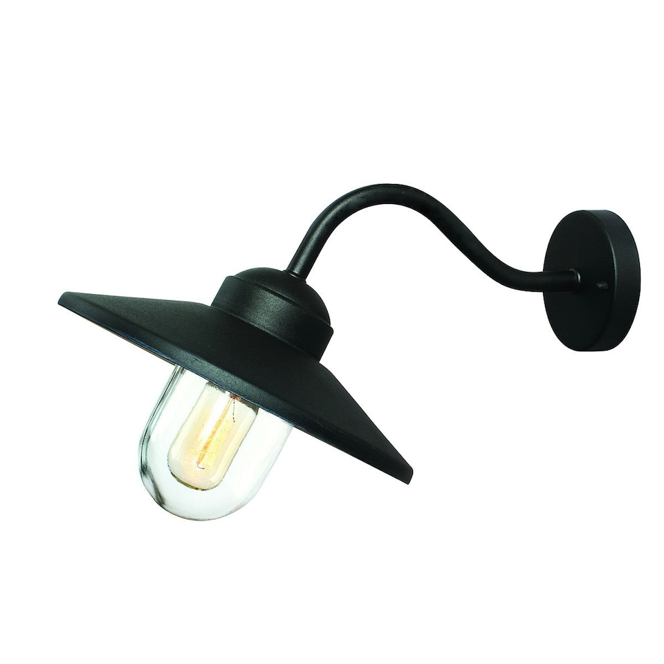 image 1 of Klampenborg 1 Light Outdoor Fisherman Dome Wall Lantern Black IP44, E27