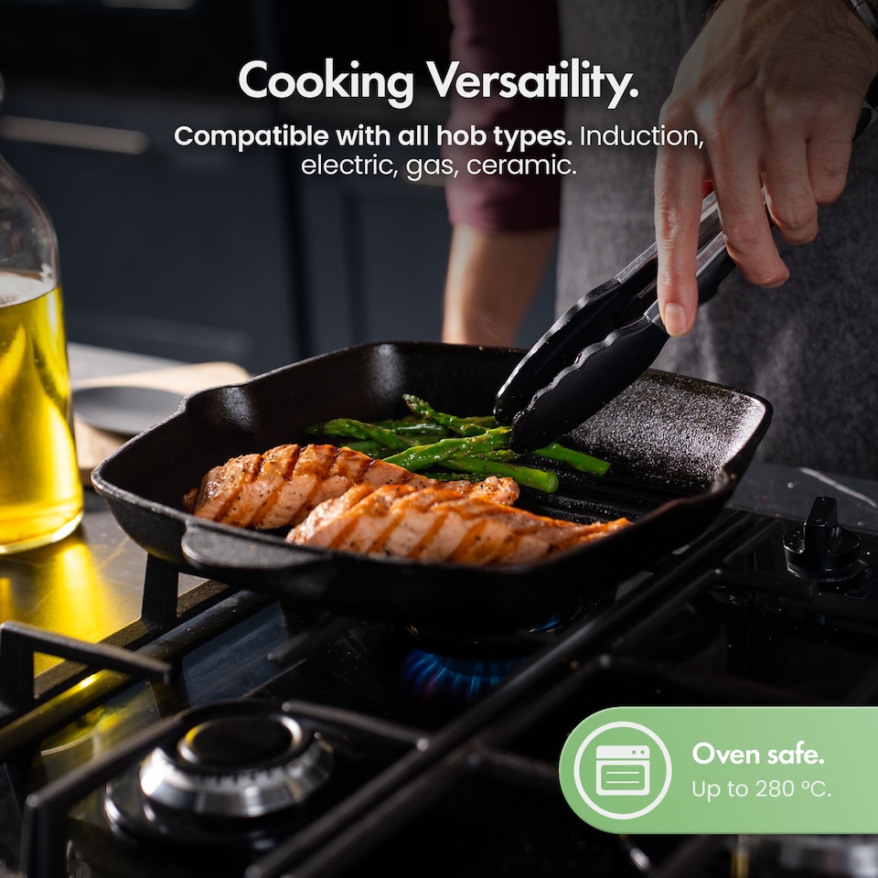 image 1 of VonShef Cast Iron Griddle Pan 10" Pre-Seasoned Non-Stick