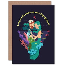 Sailor Mermaid Nautical Love Congratulations Engagement Card