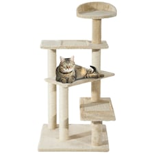 PawHut 100cm Cat Tree Indoor Kitten Scratching Post Activity Centre Beige