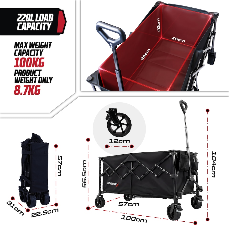 image 1 of MoverX 220L/100kg Lightweight Folding Camping Trolley / Festival Wagon