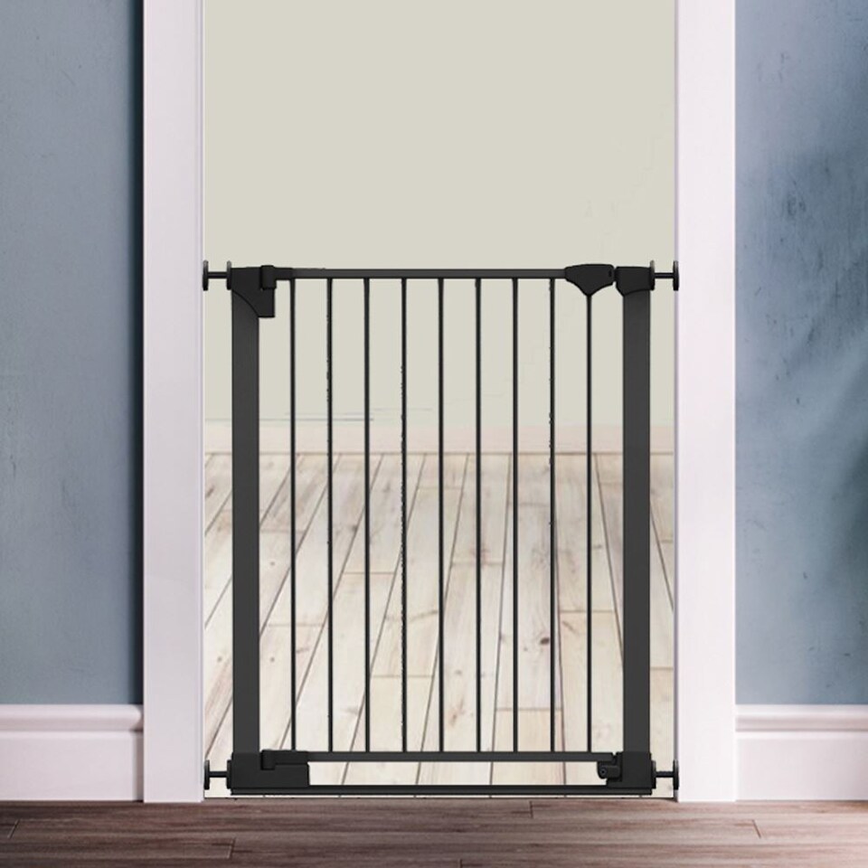 image 1 of Bettacare SafeStep Dog Gate, Black, 68cm - 75cm, Extra Low Walkthrough, Pressure Fit Safety Gate, Pet Gate for Stairs and Doors