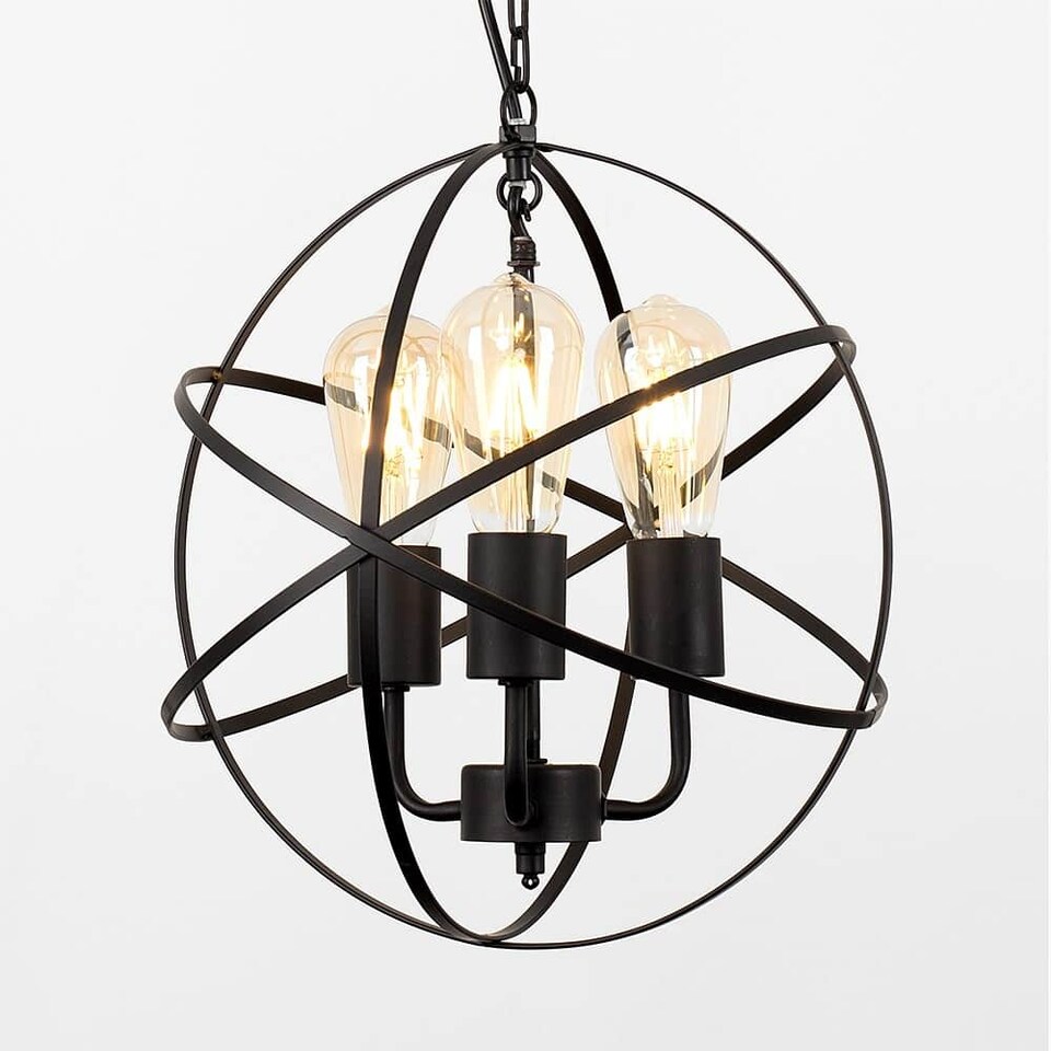 image 1 of ValueLights Dalton Black 3 Way Atom Design Ceiling Light Fitting
