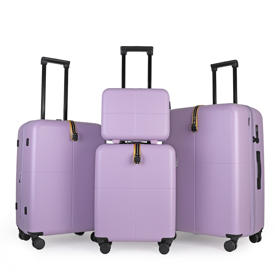 image 1 of 4 Pieces Premium Suitcase Set | Vanity + Cabin + Expandable Check-In