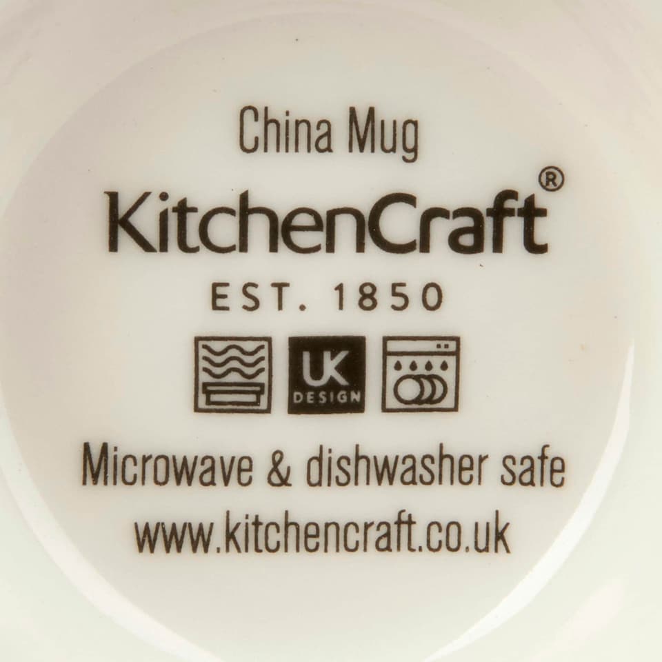 image 1 of KitchenCraft China Leafy Lemon 400ml Footed Mug | Blue | 1