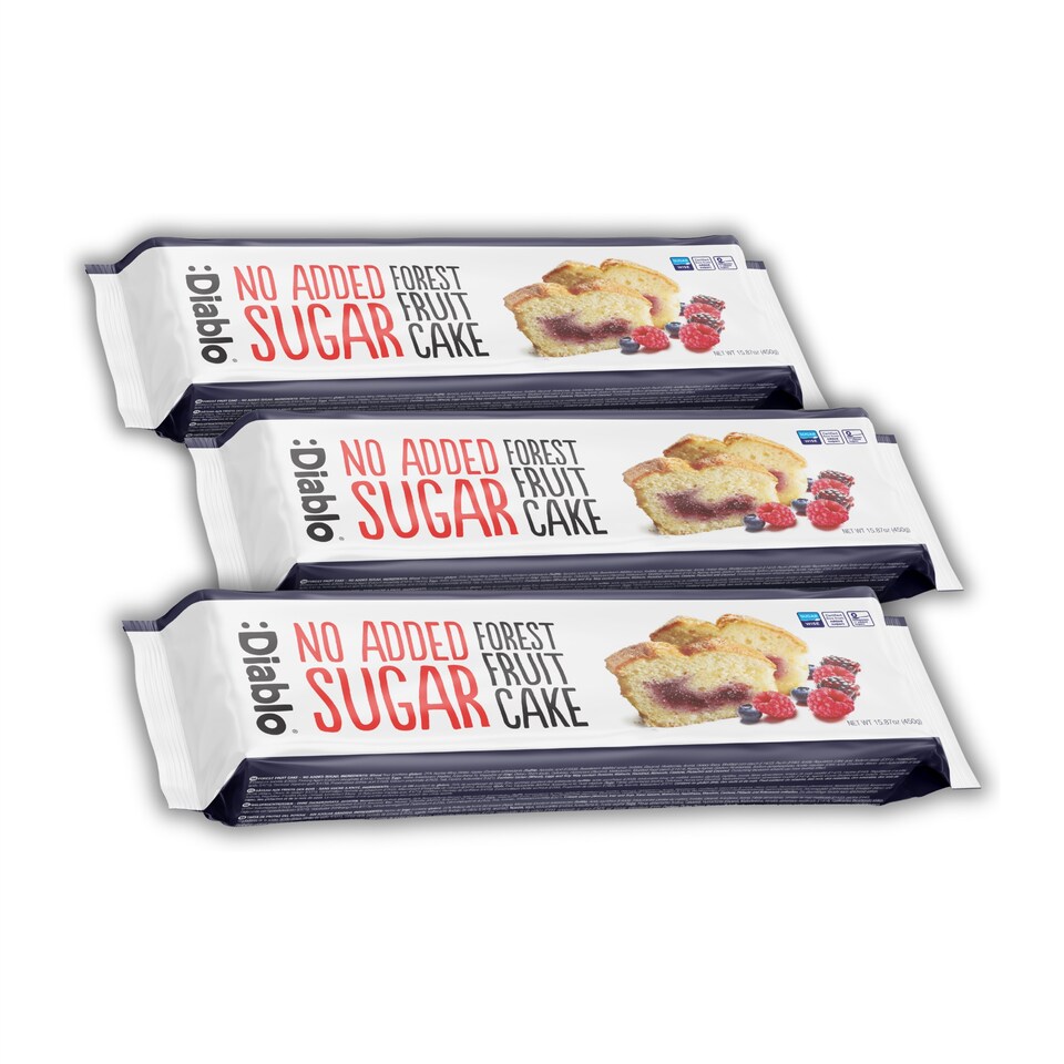 image 1 of Diablo No Added Sugar Forest Fruit Cake 450g 3 Pack
