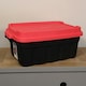 image 2 of 37L Black and Red Tuff Stackable Storage Box with Lid and Carry Handles Black