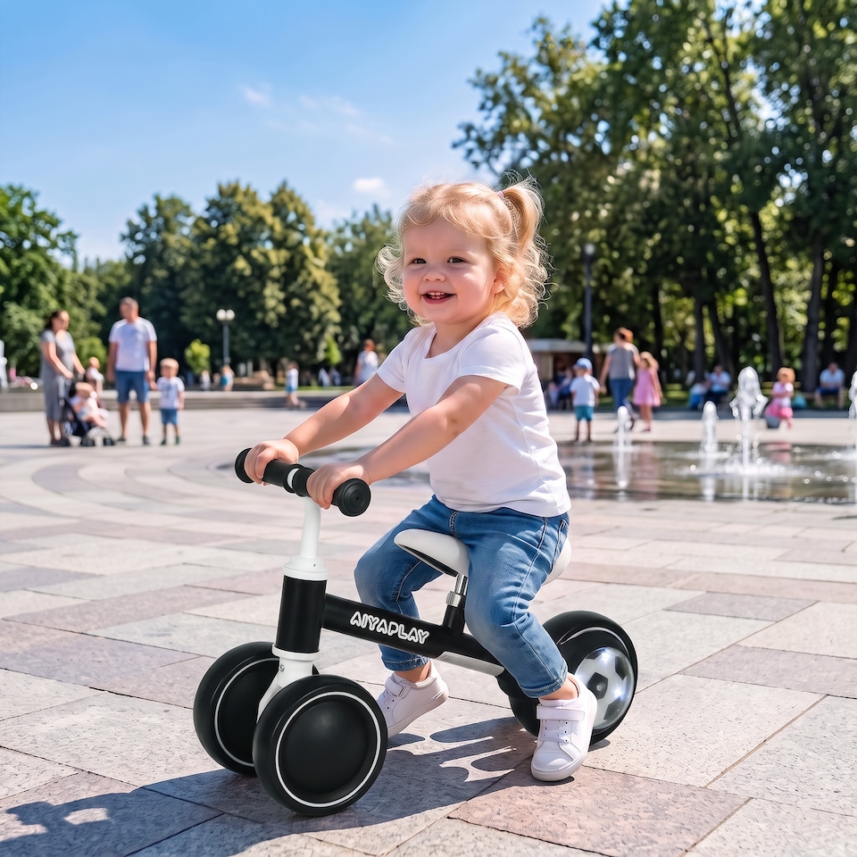 image 1 of AIYAPLAY Balance Bike with 135° Steering Limit for Toddlers 1-2 Y, Black