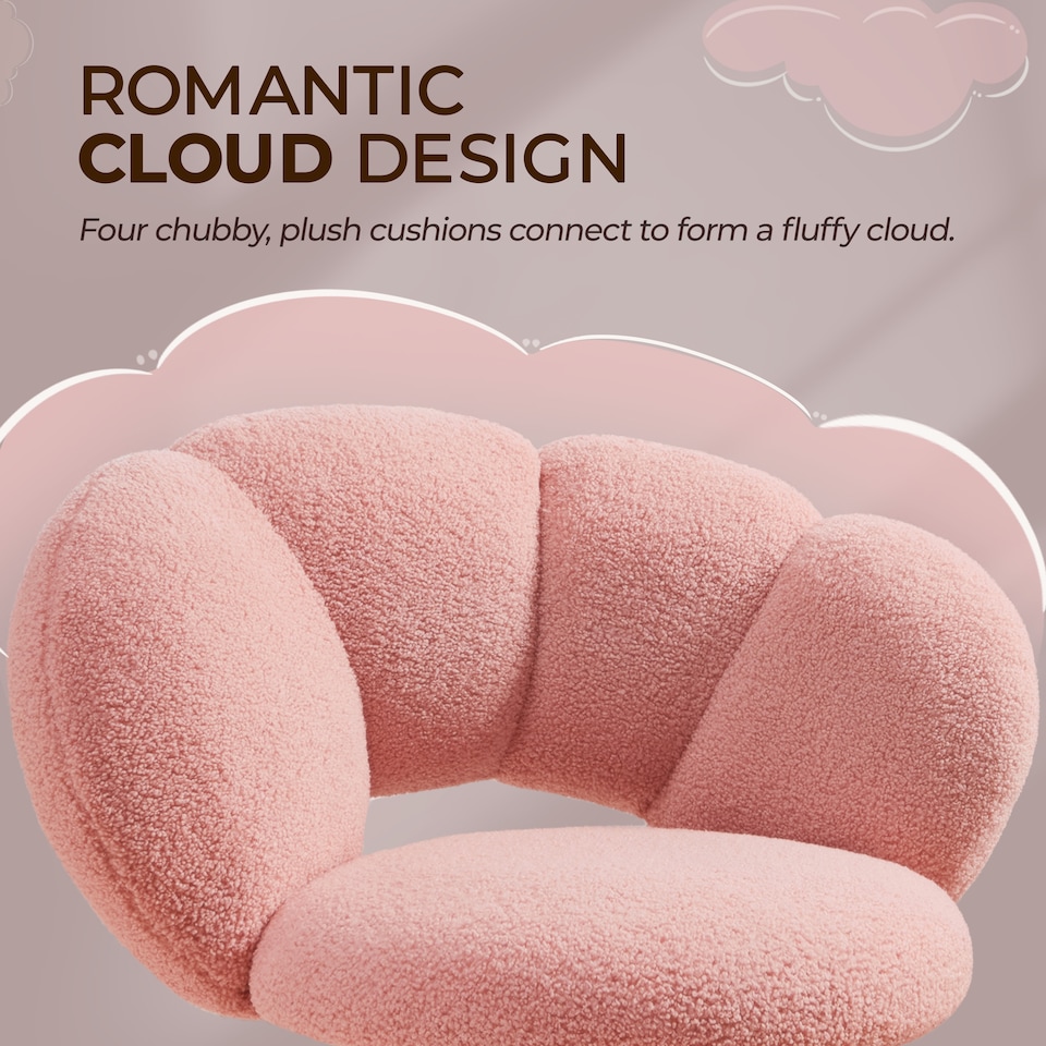 image 1 of Yaheetech Leisure Upholstered Desk Chair with Cloud-Shaped Backrest