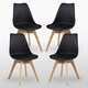image 4 of 5PCs Dining Set - a White Dallas Dining Table & Set of 4 Lorenzo Tulip Chairs with Padded Seat | Black