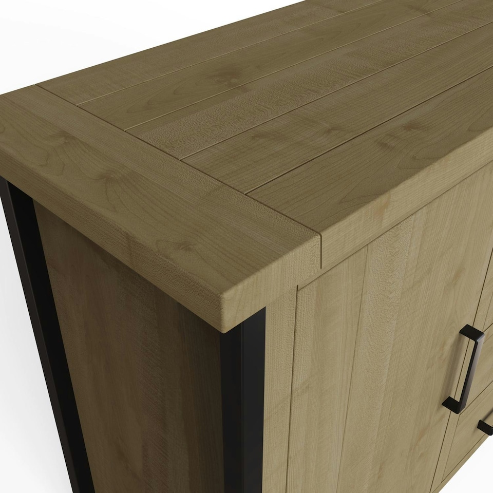 image 1 of Lowry 2 Door 4 Drawer Large Sideboard Driftwood Lacquered Solid Reclaimed Pine Brown