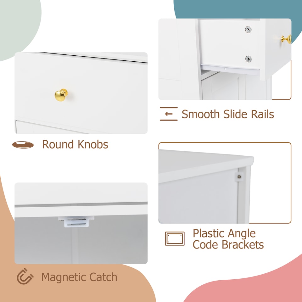 image 1 of COSTWAY Floor Storage Cabinet Buffet Sideboard with Drawer-White