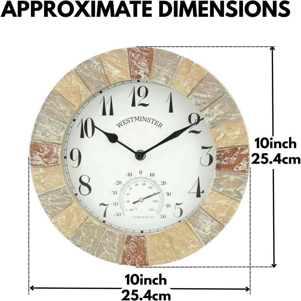 image 1 of Marco Paul 25cm Stone Slate Wall Clock Cream