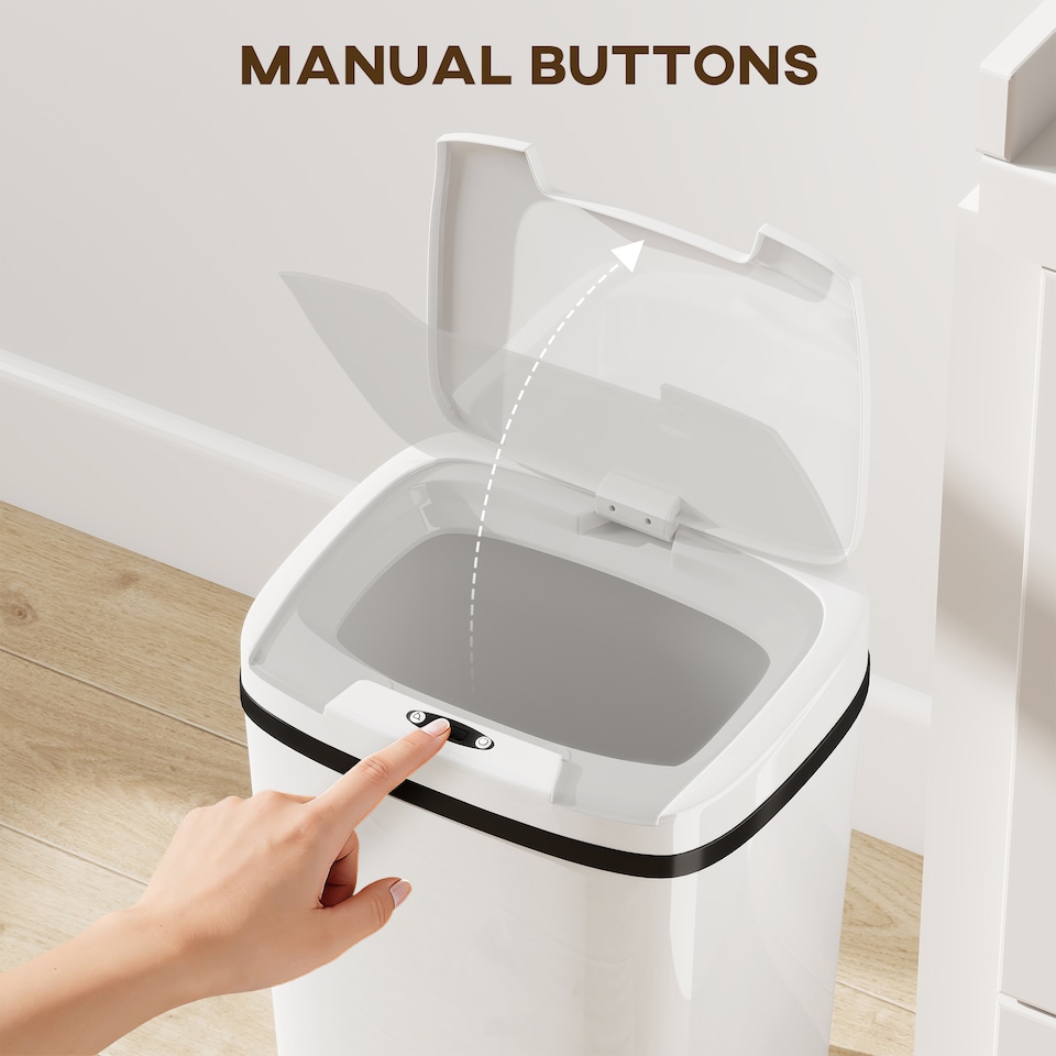 image 1 of HOMCOM 15L Sensor Bin, Automatic Touchless Kitchen Bin, Battery Operated