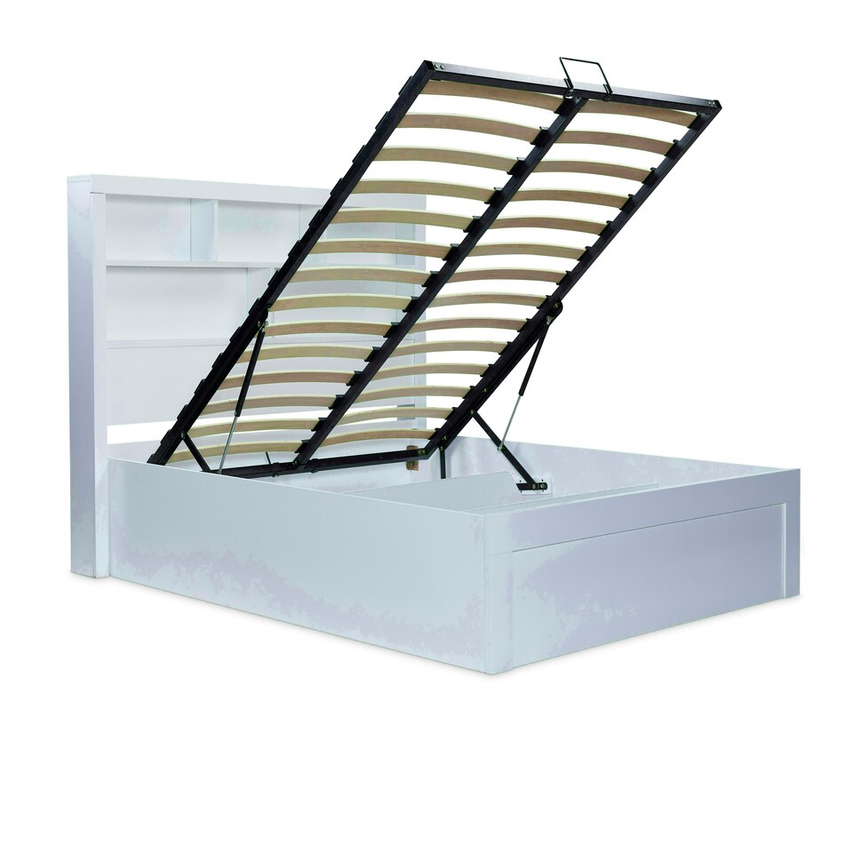 image 1 of Arizona White Wooden Bookcase Ottoman Storage Bed And Super Ortho Orthopaedic Mattress Double N/A