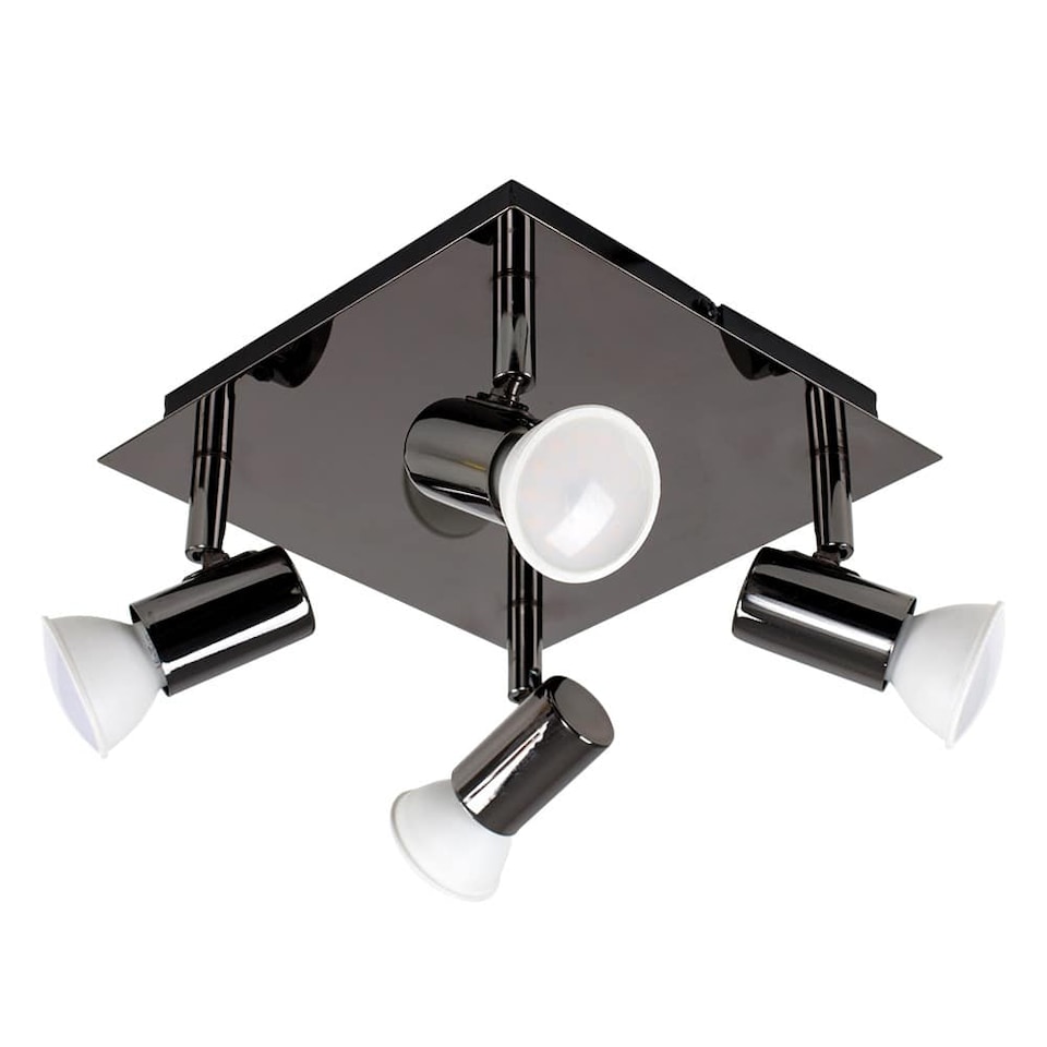 image 1 of ValueLights 4 Way Black Spotlight and Warm White Bulbs